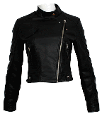 2011 Vogue Mulheres Negras Mtotorcycle Blazer Couro F3110