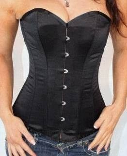 SEXY ata aço preto Até Overbust Corset Desossado L Trim