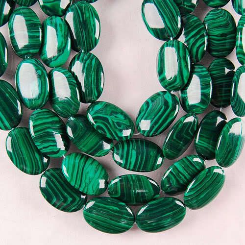 Verde Malaquita soltas Bead 15 "13X18MM Oval